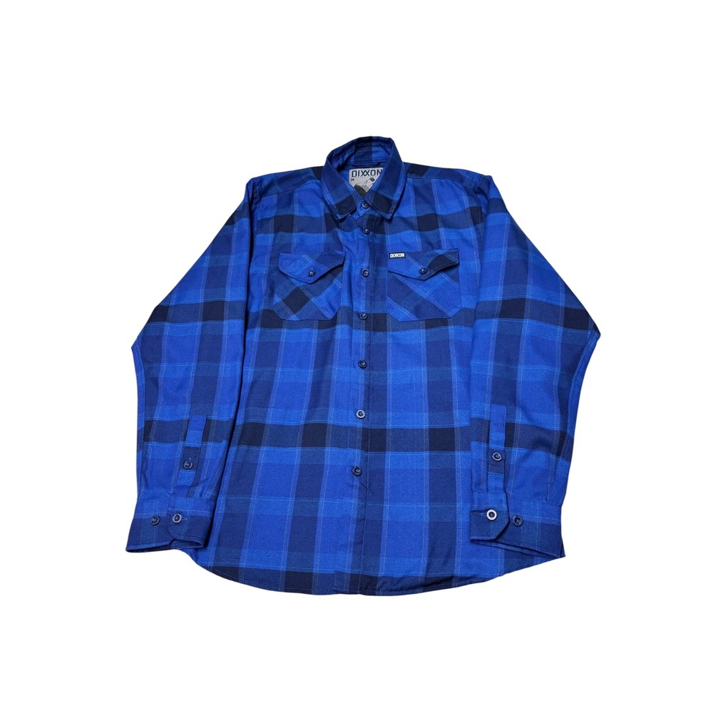 Dixxon Flannel Co Dawson Blue Plaid D-Tech Long Sleeve Button Up Shirt Mens M